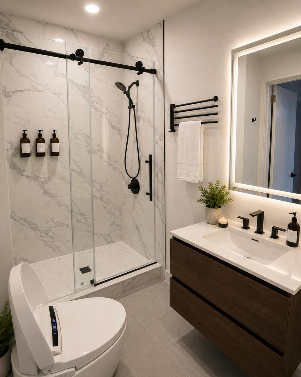 Shower, Toilet, Bathroom, towels