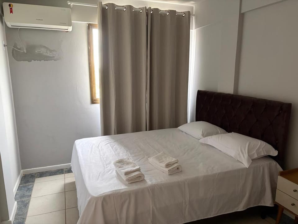 Bed, Photo of the whole room, Bedroom, towels, air conditioner