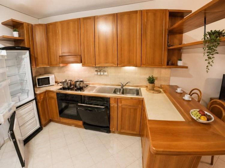 Kitchen or kitchenette, microwave