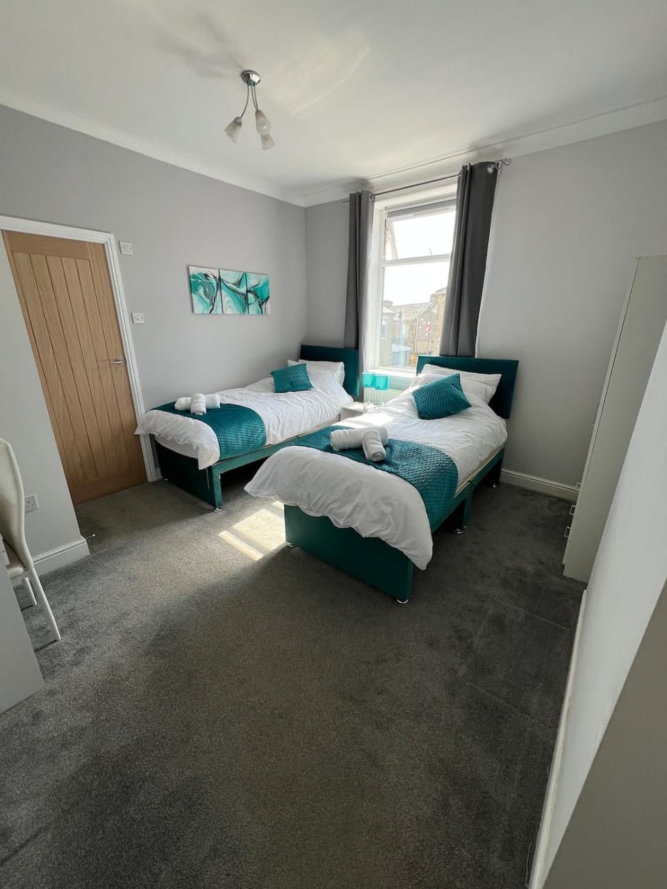 Bed, Photo of the whole room, Bedroom, towels, wardrobe