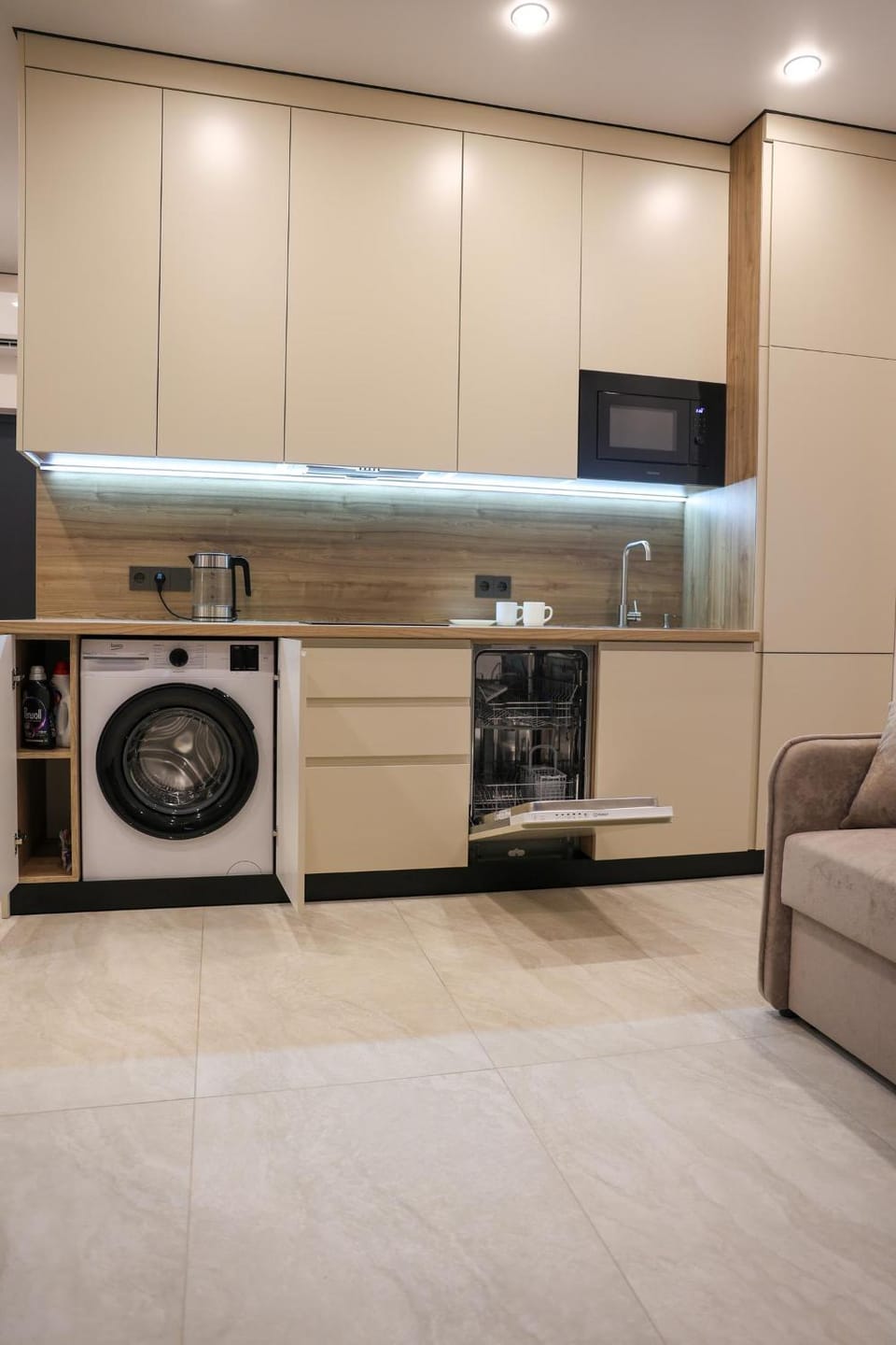 dishwasher, microwave, washing machine
