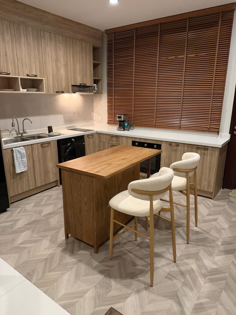 Kitchen or kitchenette, stove