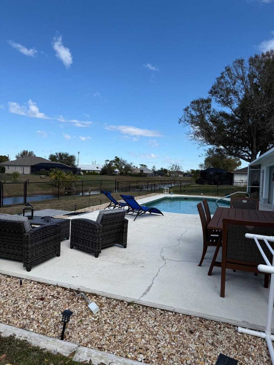 Patio, Day, Natural landscape, Pool view, Swimming pool, sunbed