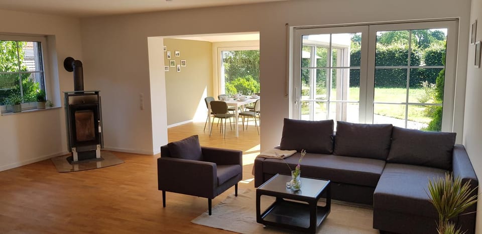Living room, Seating area, Garden view