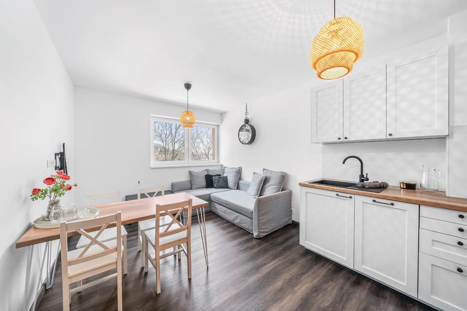 Kitchen or kitchenette, Living room, Seating area