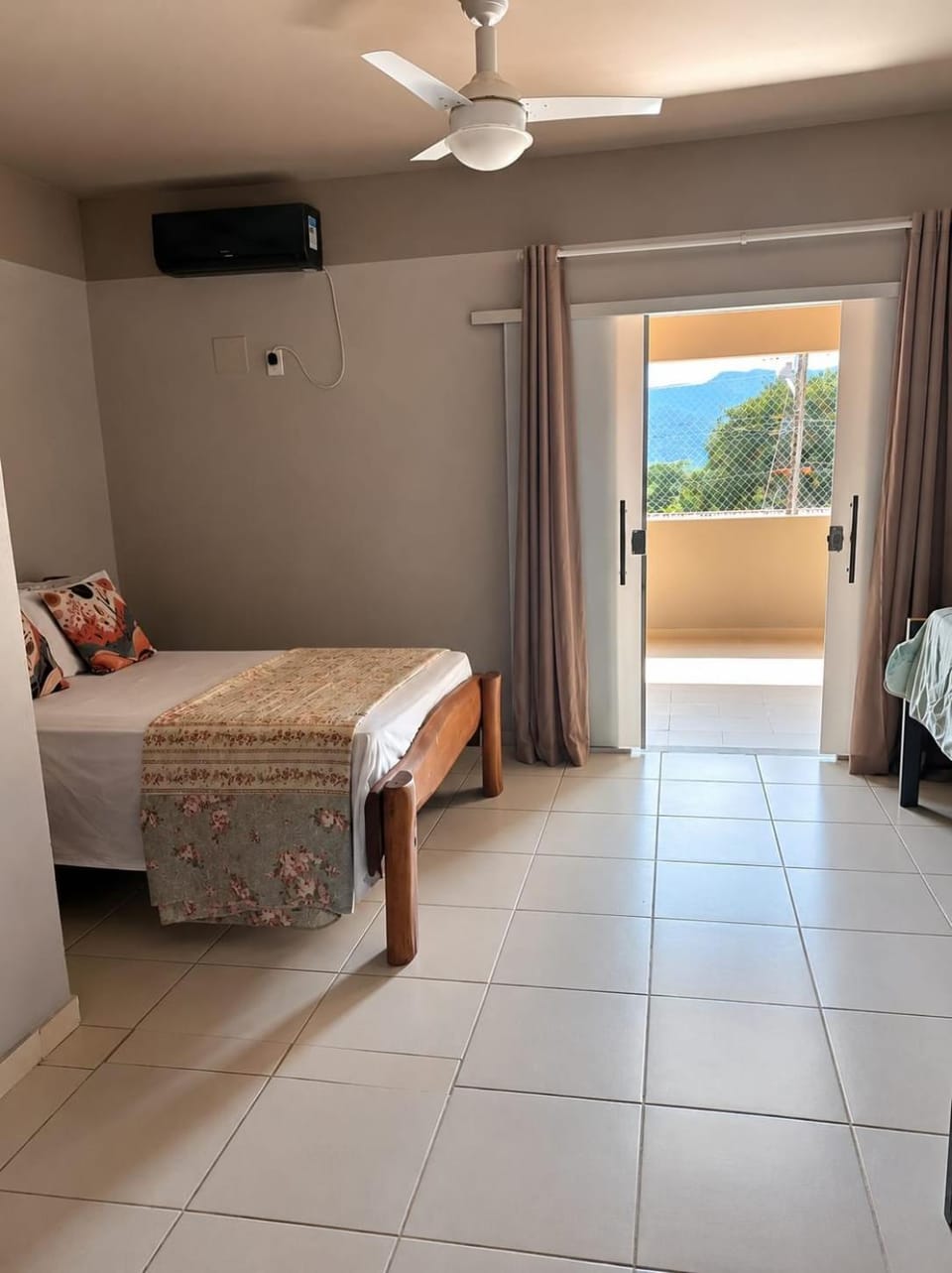 Bed, Natural landscape, View (from property/room), Bedroom, air conditioner