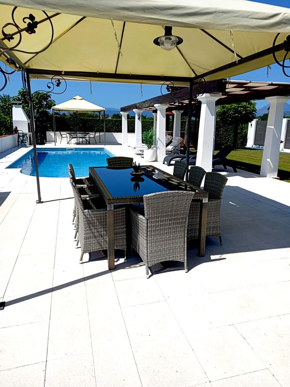 Patio, BBQ facilities, Garden, Seating area, Swimming pool