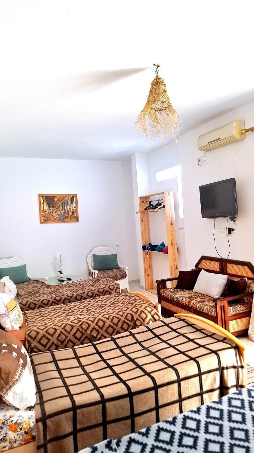 Bed, TV and multimedia, wardrobe, air conditioner