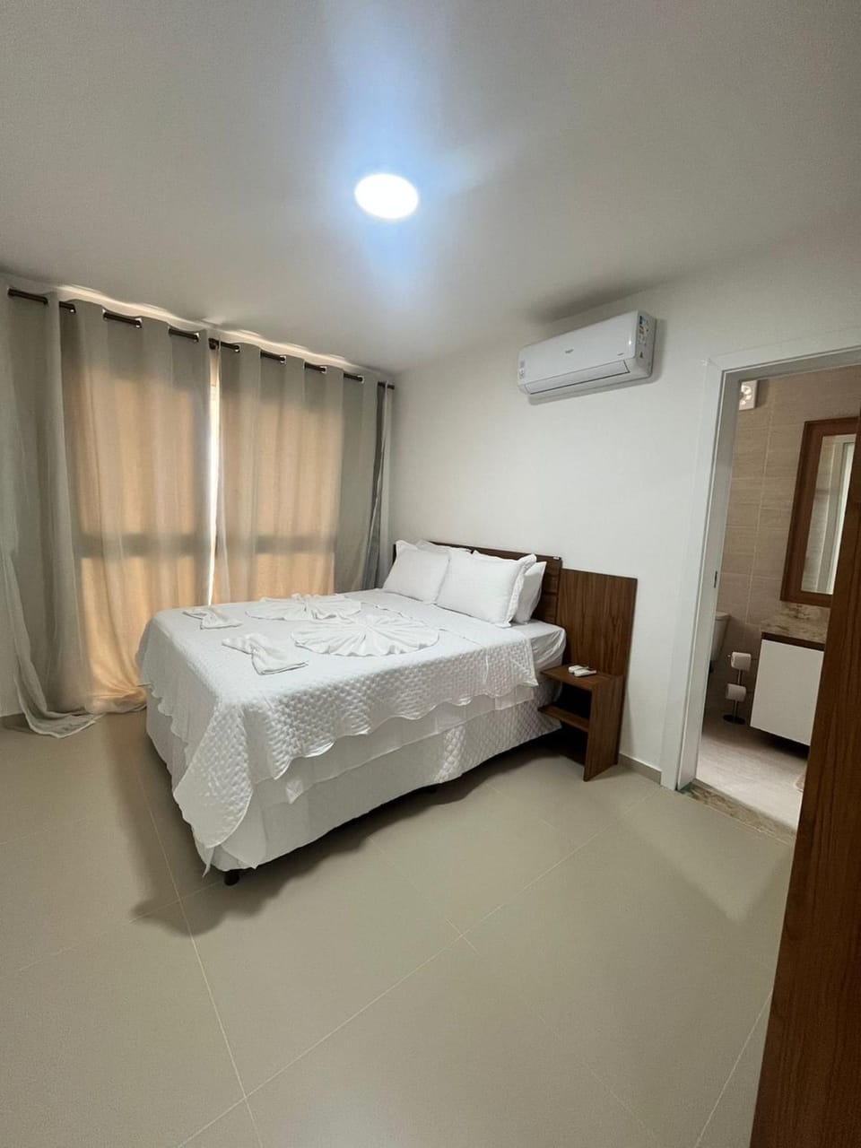 Bed, Photo of the whole room, Bedroom, towels, wardrobe, air conditioner