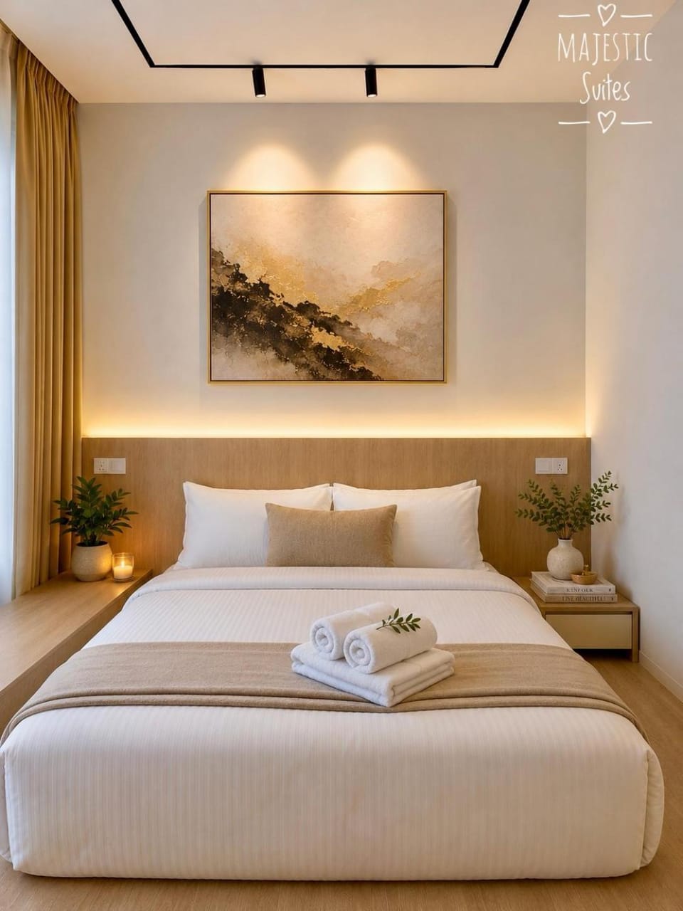 Bed, Bedroom, towels