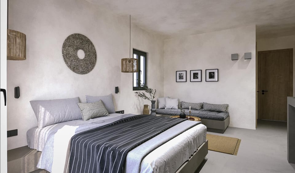 Bed, Seating area, Bedroom