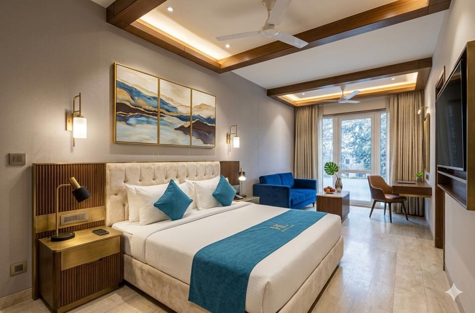 Bed, TV and multimedia, Photo of the whole room, Seating area, Bedroom
