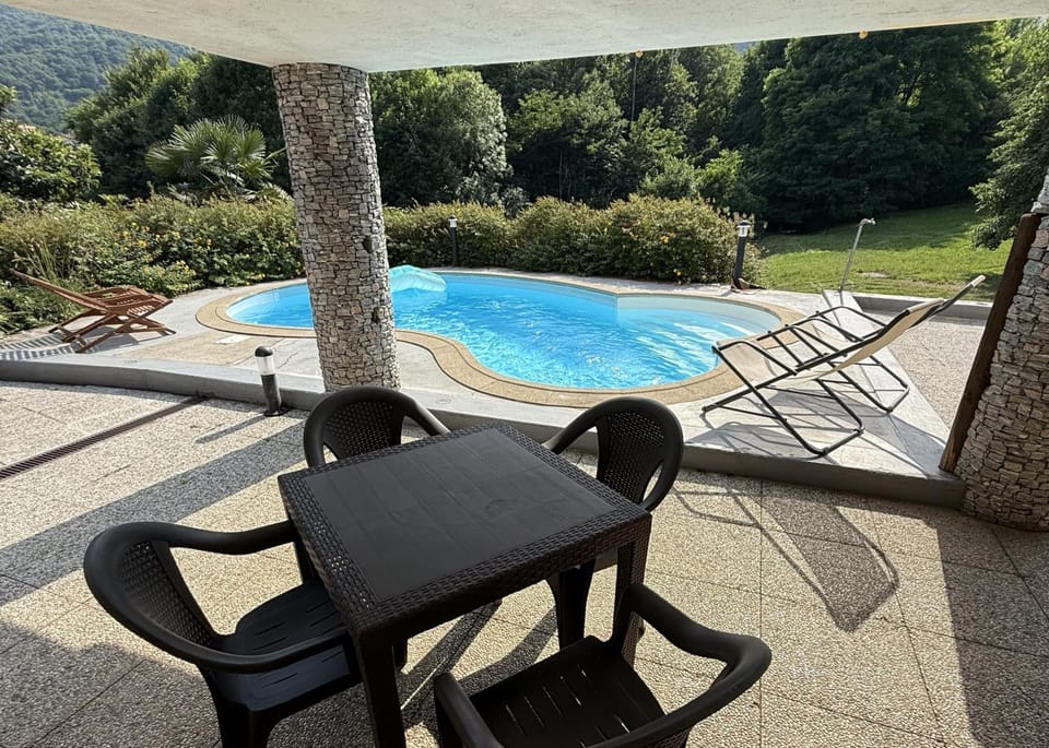 Patio, Spring, Day, Natural landscape, Garden, Garden view, Mountain view, Pool view, Swimming pool, sunbed