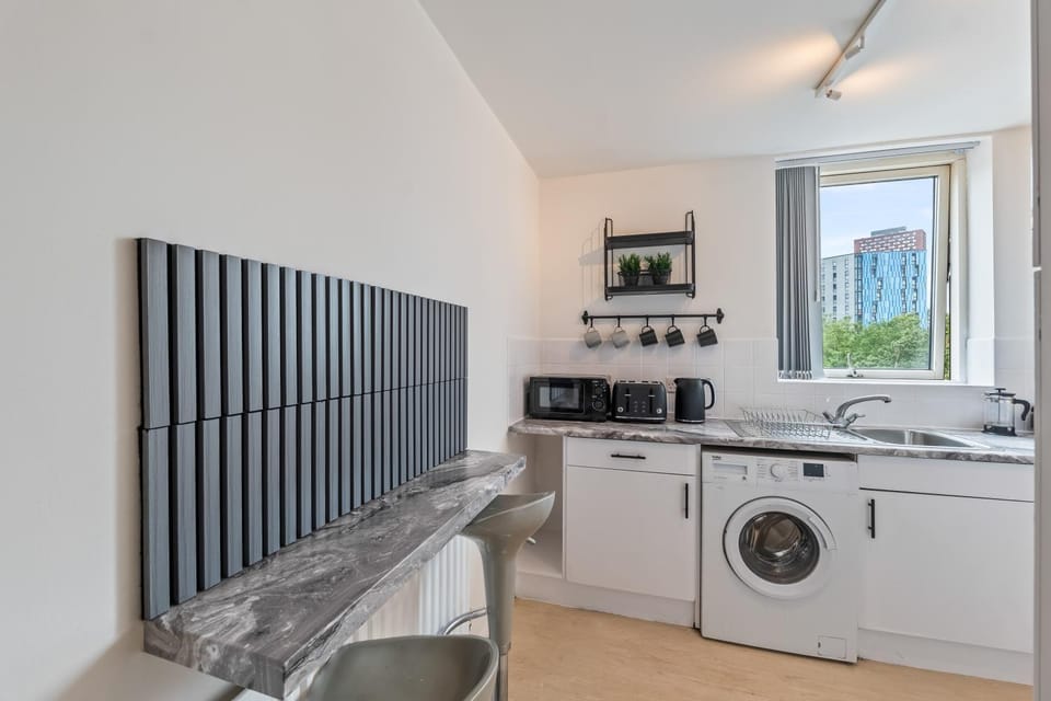 Kitchen or kitchenette, stove