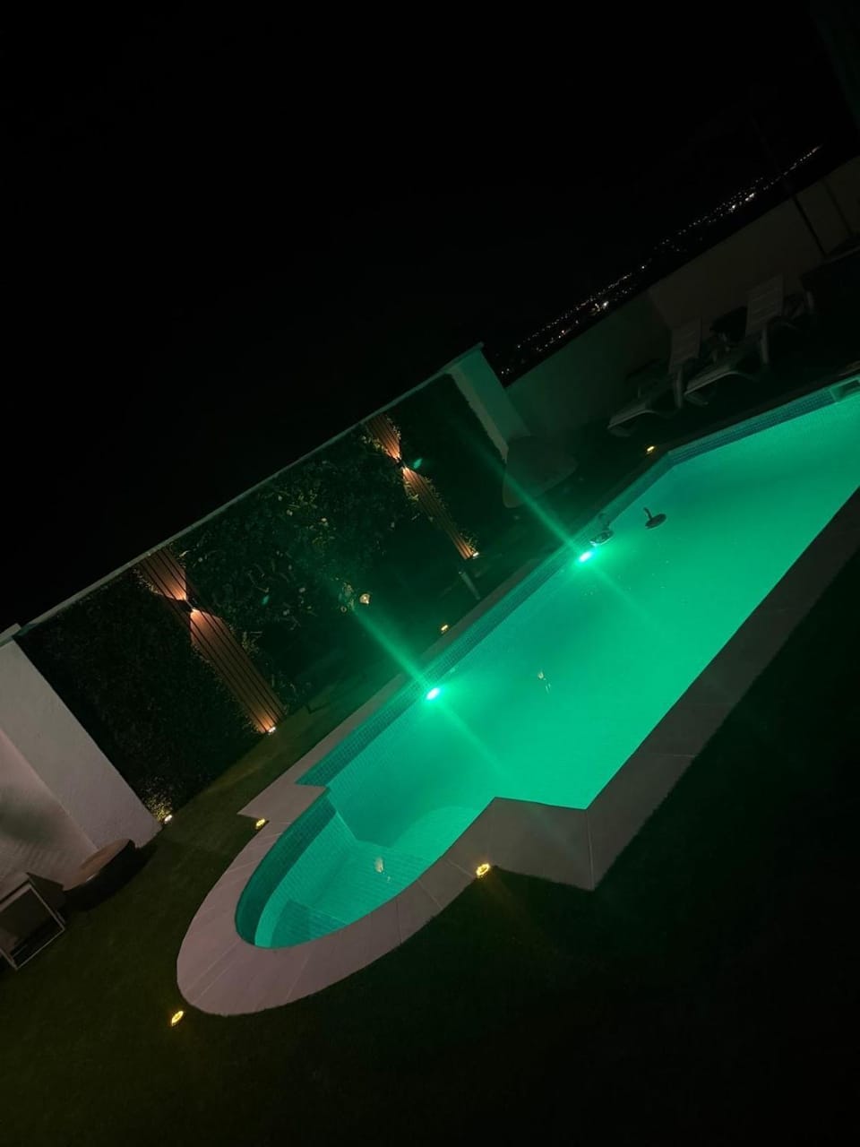 Night, Pool view, Swimming pool