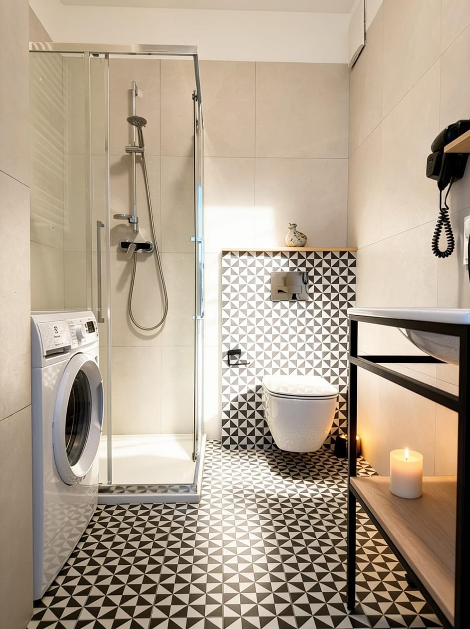 Shower, Bathroom, towels, washing machine