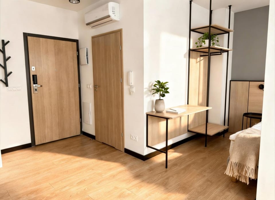 Bed, Kitchen or kitchenette, Living room, Photo of the whole room, Seating area, Bedroom, wardrobe, air conditioner