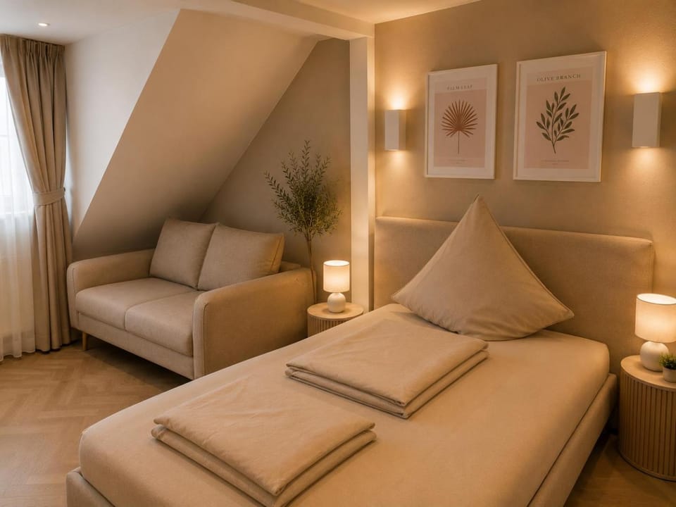 Bed, Living room, Bedroom