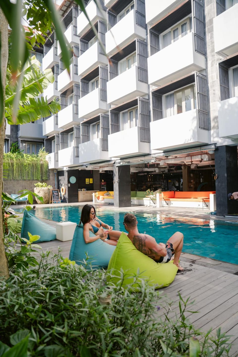 Property building, Patio, Communal lounge/ TV room, Day, People, Activities, View (from property/room), Balcony/Terrace, Evening entertainment, Guests, Pool view, Swimming pool, group of guests, sunbed
