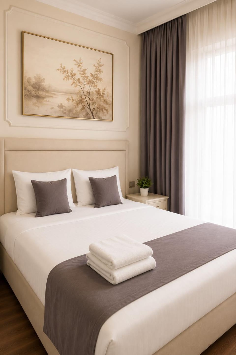 Bed, Photo of the whole room, Bedroom, towels