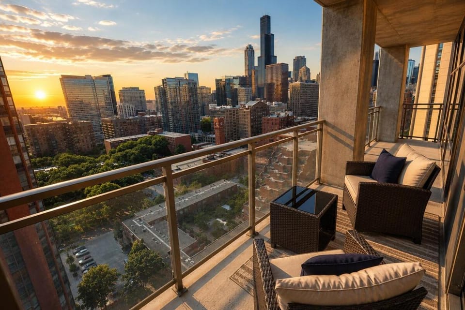 18th floor 2BR Grant Park Suite with Balcony, Gym Apartment in South Loop