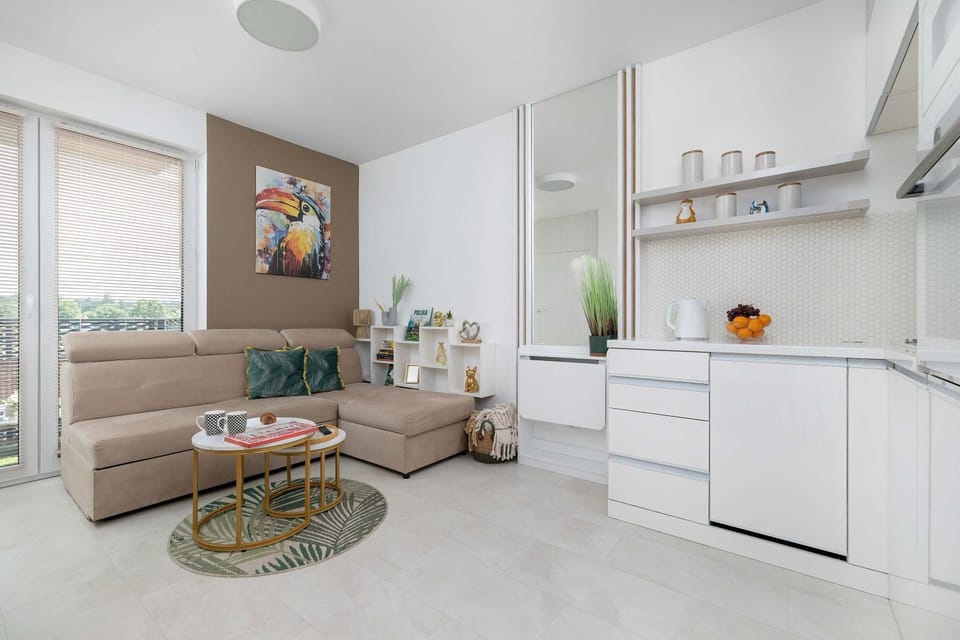 Kitchen or kitchenette, Living room, Seating area