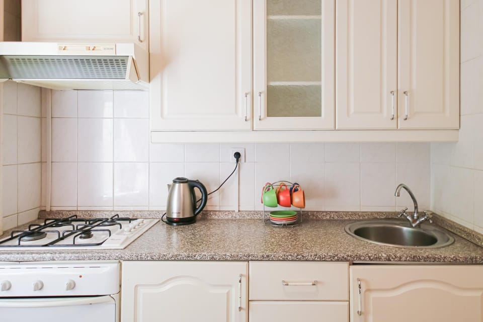 Kitchen or kitchenette, stove