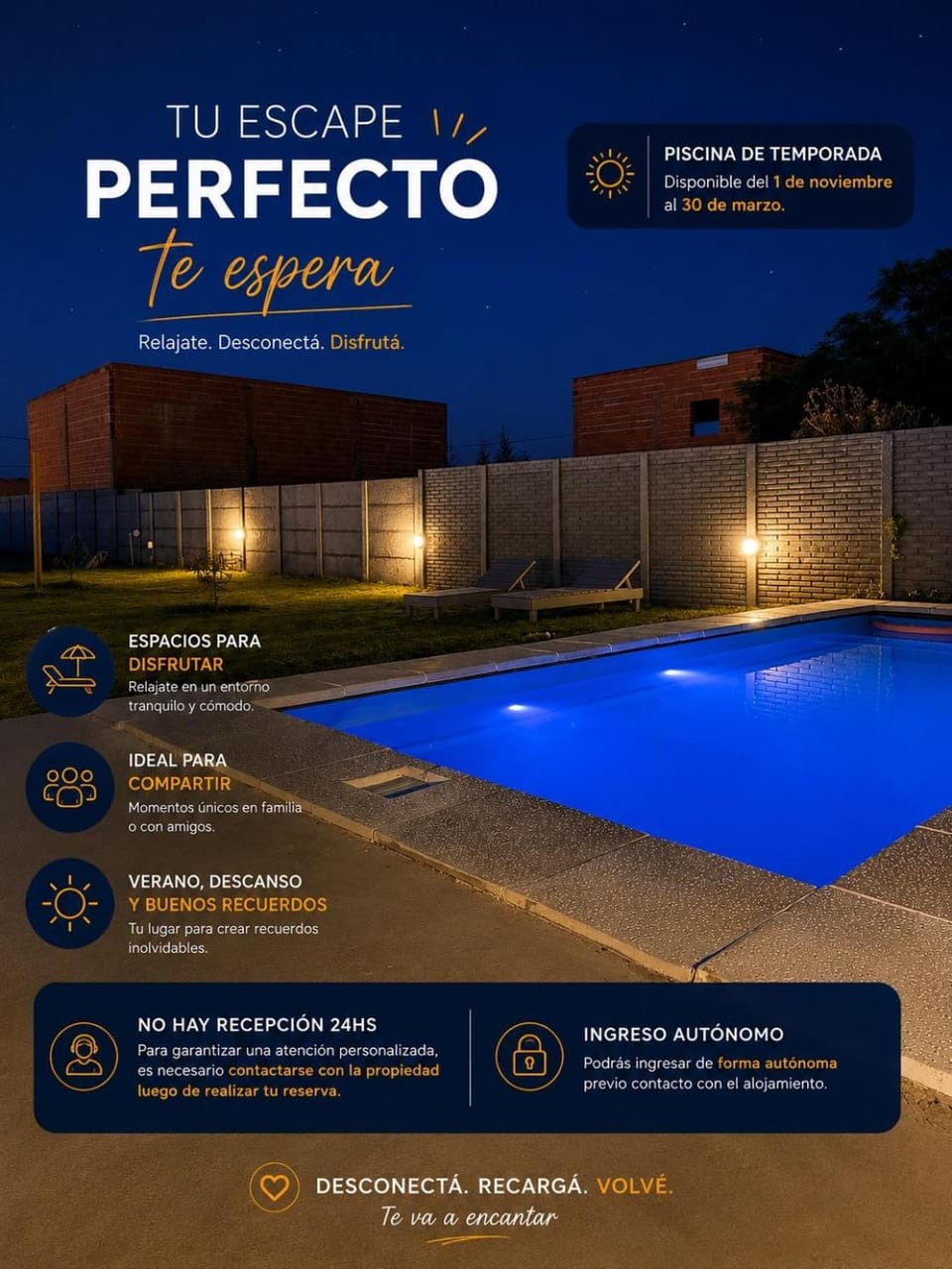 Night, Text overlay, Swimming pool