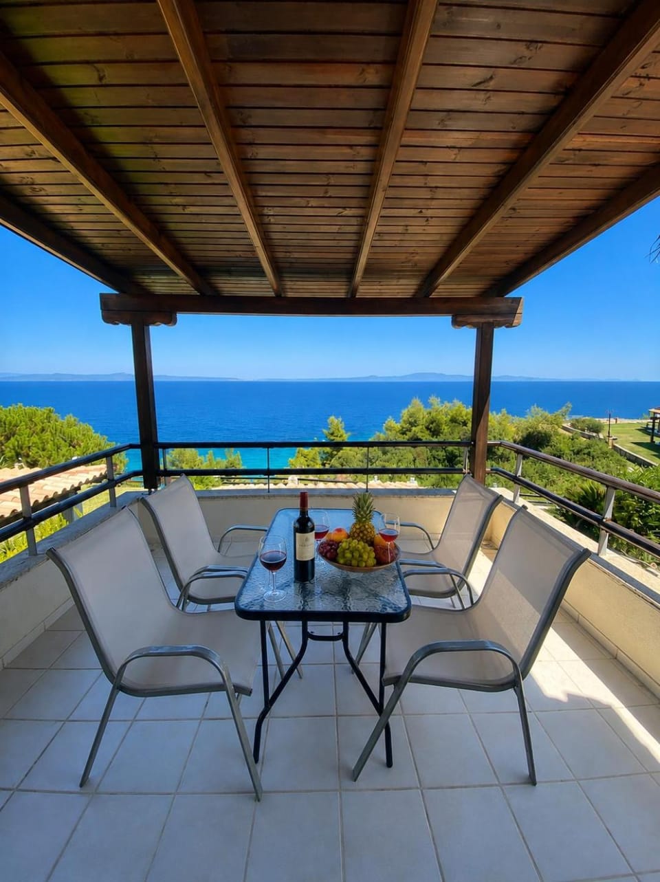 Patio, Day, Natural landscape, View (from property/room), Balcony/Terrace, Living room, Seating area, Dining area, Sea view