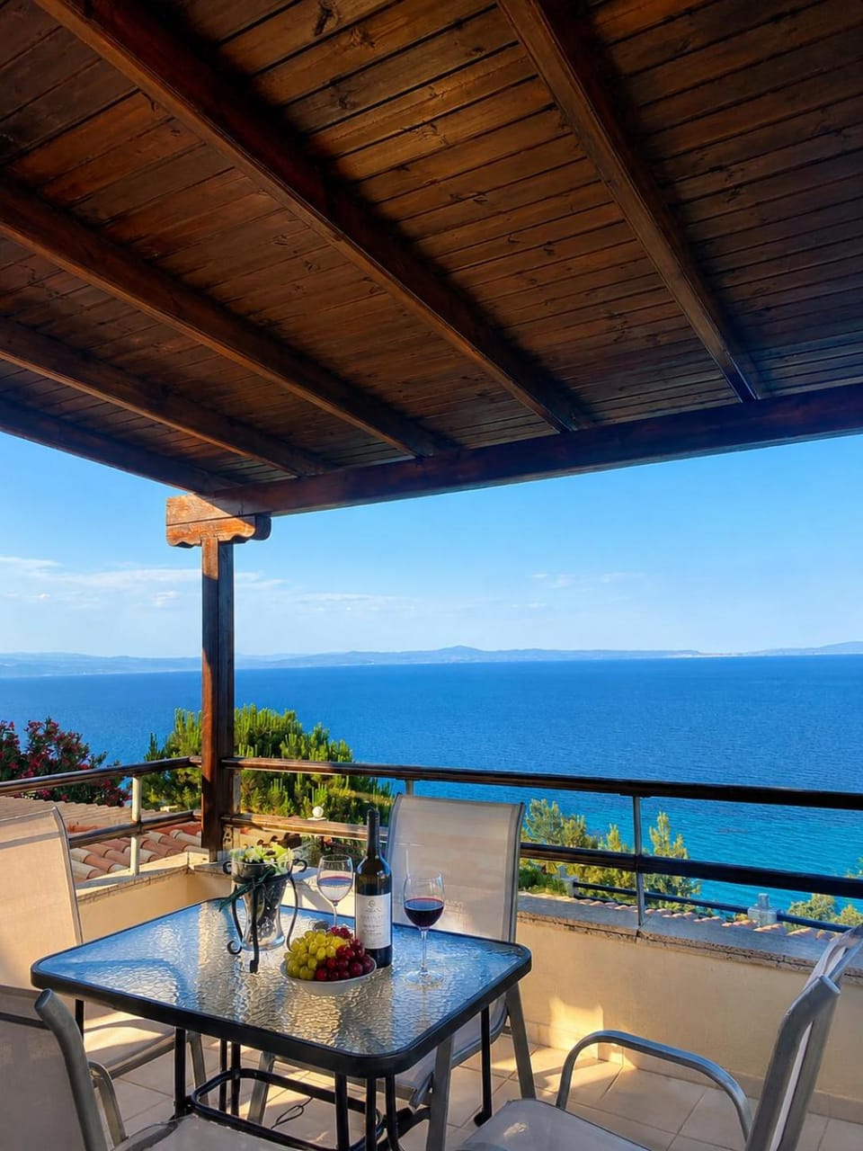 Patio, Day, Natural landscape, View (from property/room), Balcony/Terrace, Living room, Seating area, Dining area, Sea view
