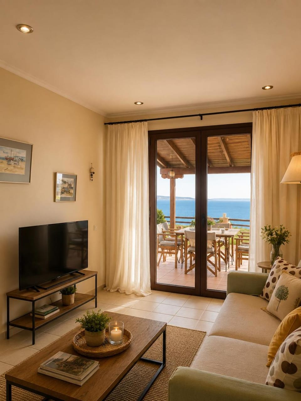 Communal lounge/ TV room, Natural landscape, TV and multimedia, View (from property/room), Balcony/Terrace, Living room, Seating area, Dining area, Evening entertainment, Sea view