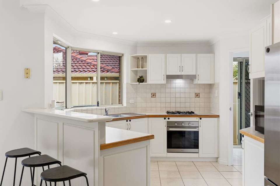 Kitchen or kitchenette, oven, stove, toaster