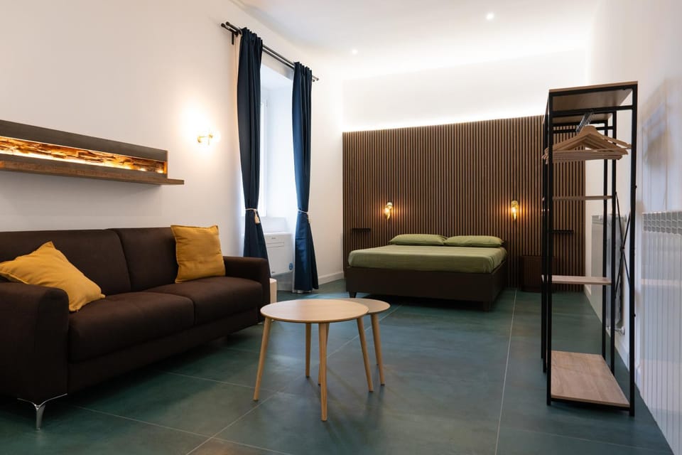 Bed, wardrobe