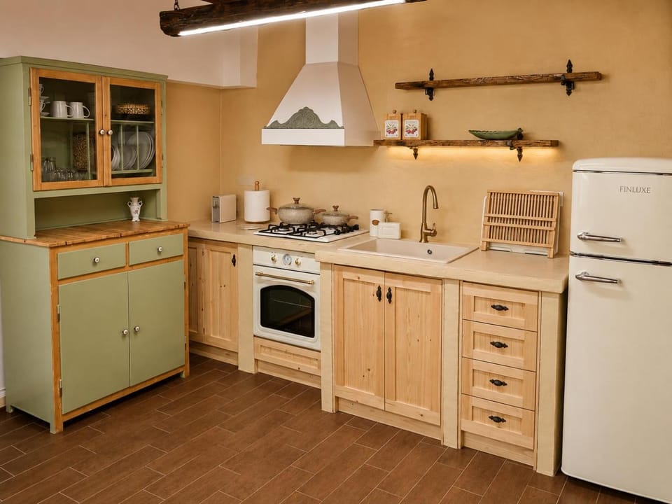 Kitchen or kitchenette, oven, stove