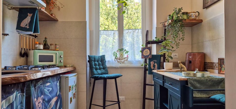 Kitchen or kitchenette, stove