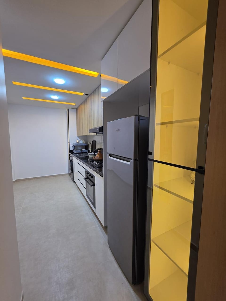 Kitchen or kitchenette, oven, stove
