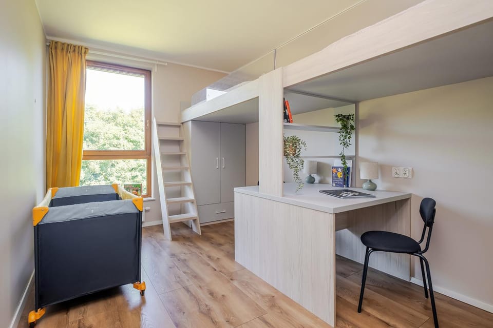 Seating area, Bedroom, bunk bed