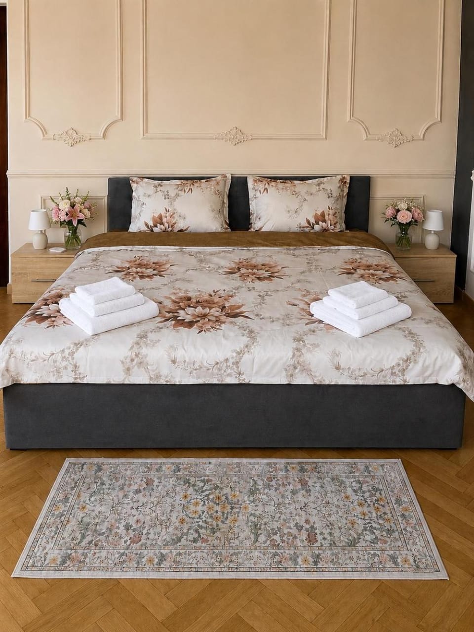 Bed, Bedroom, towels