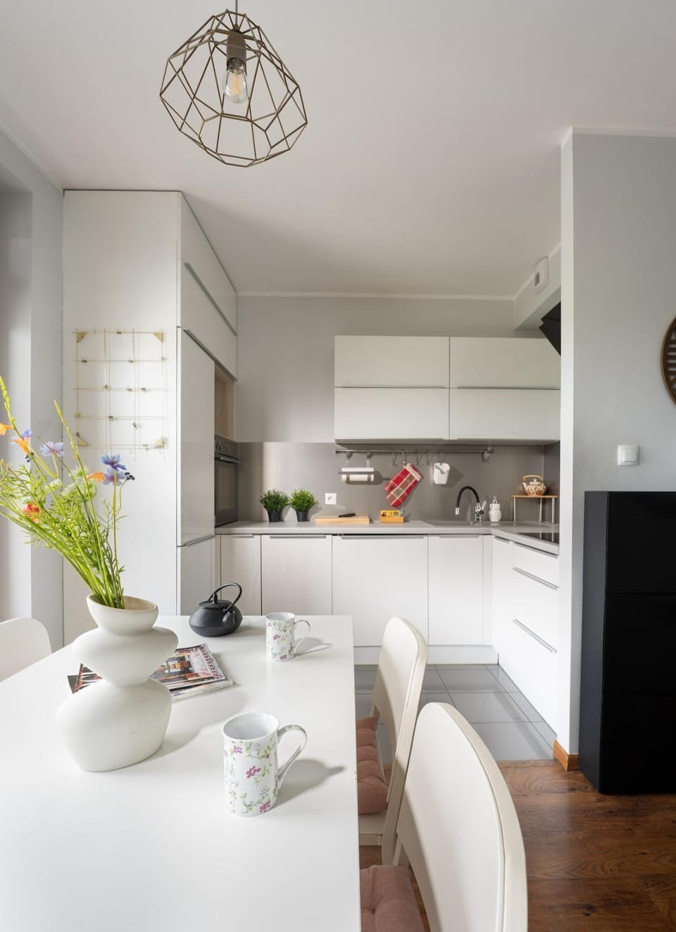Dining area, dishwasher, stove, kitchen