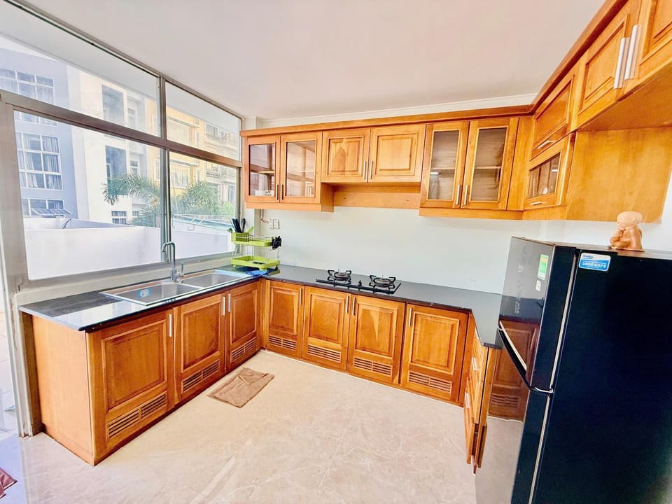 Kitchen or kitchenette, stove