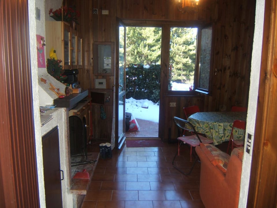 Inner courtyard view, fireplace