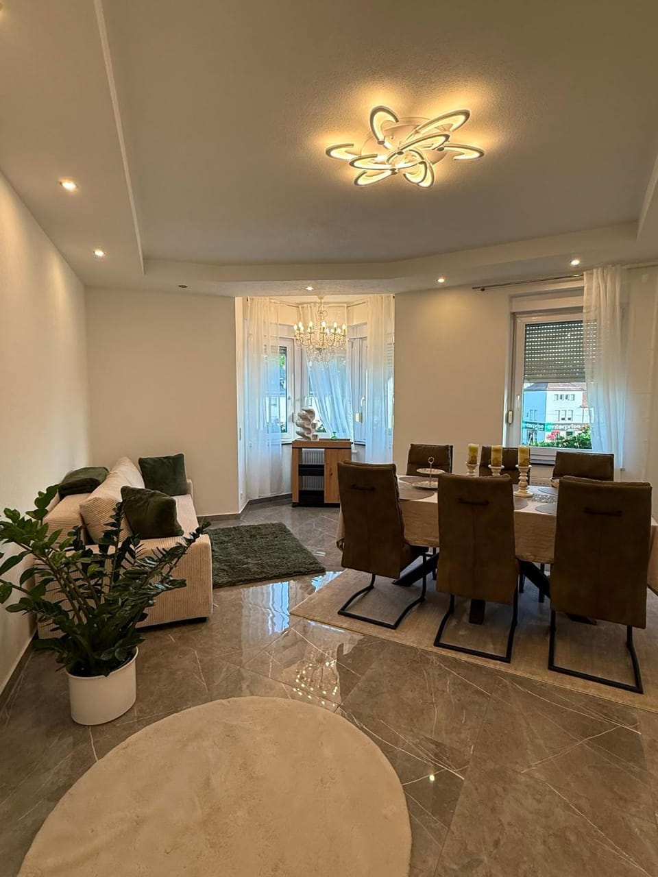 Bed, Living room, Dining area
