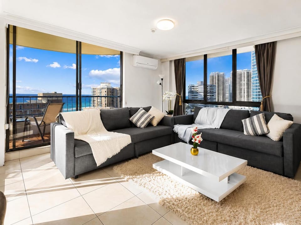 View (from property/room), Living room, Seating area, Sea view