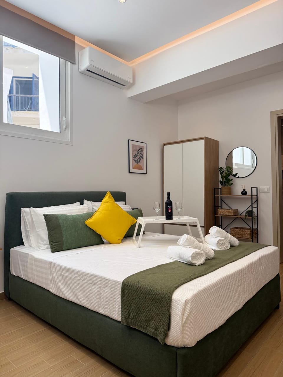Bed, air conditioner