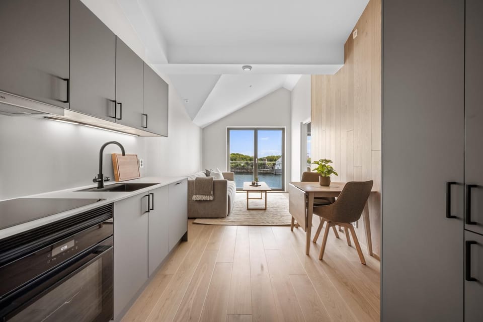 Kitchen or kitchenette, Living room, Seating area, Dining area, dishwasher, stove