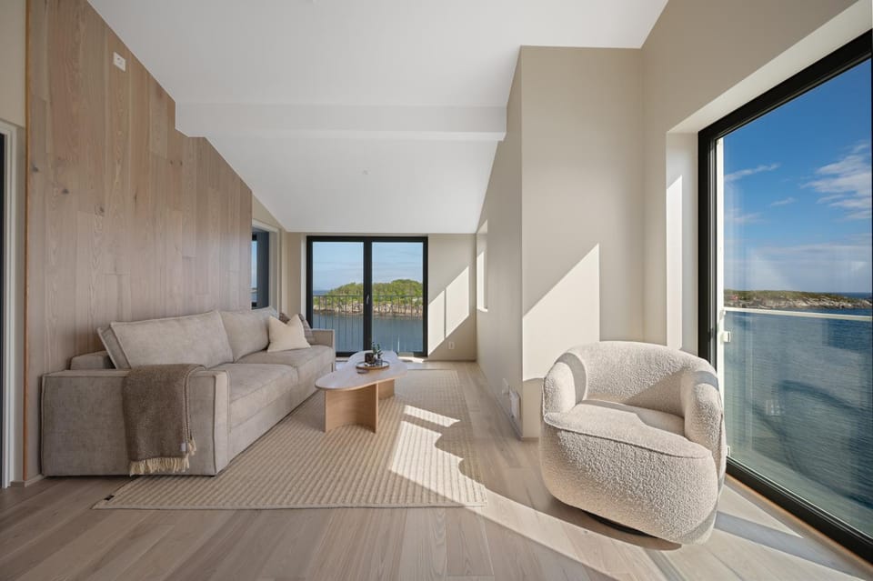 View (from property/room), Living room, Seating area, Sea view