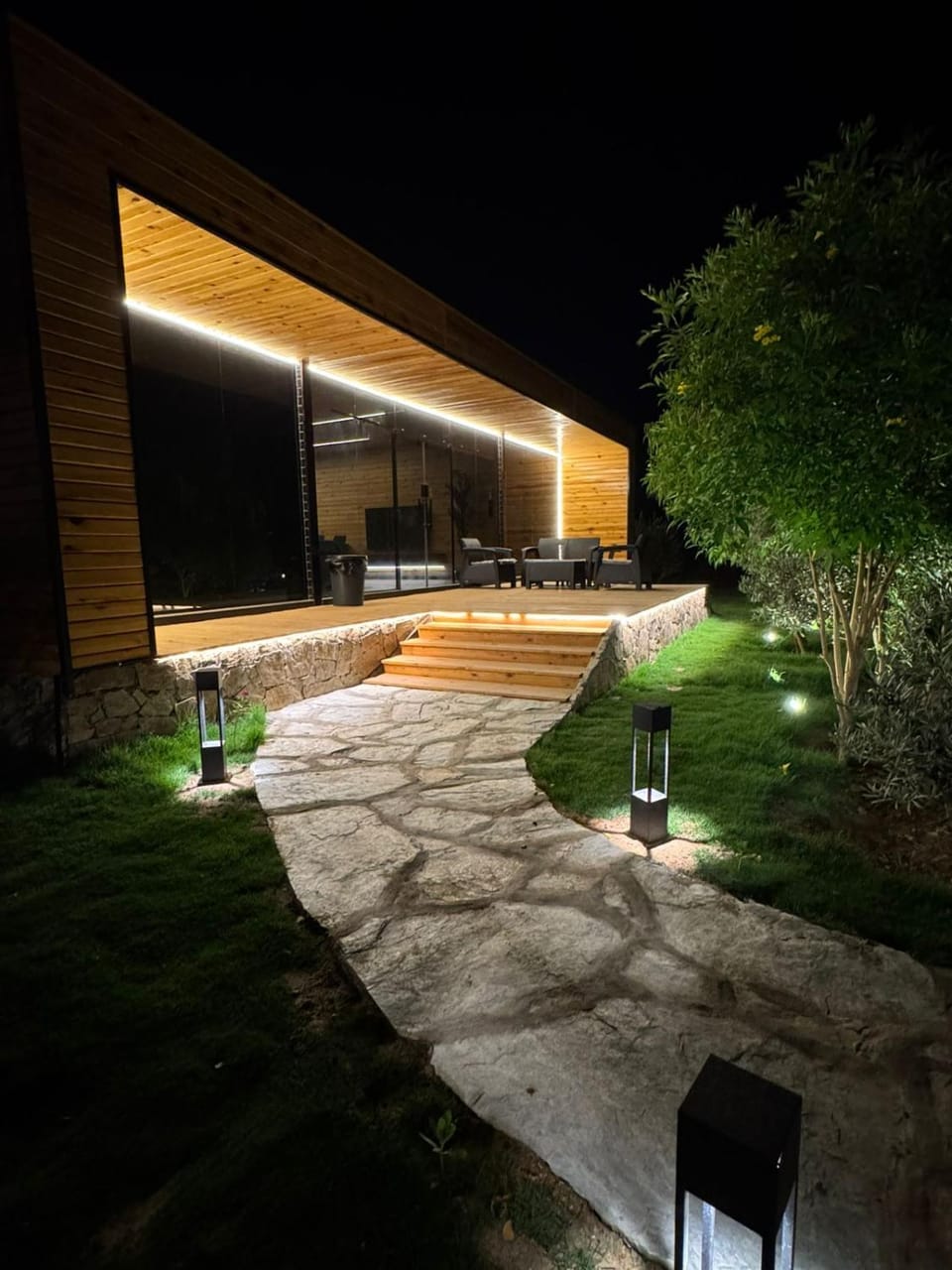 Property building, Patio, Night