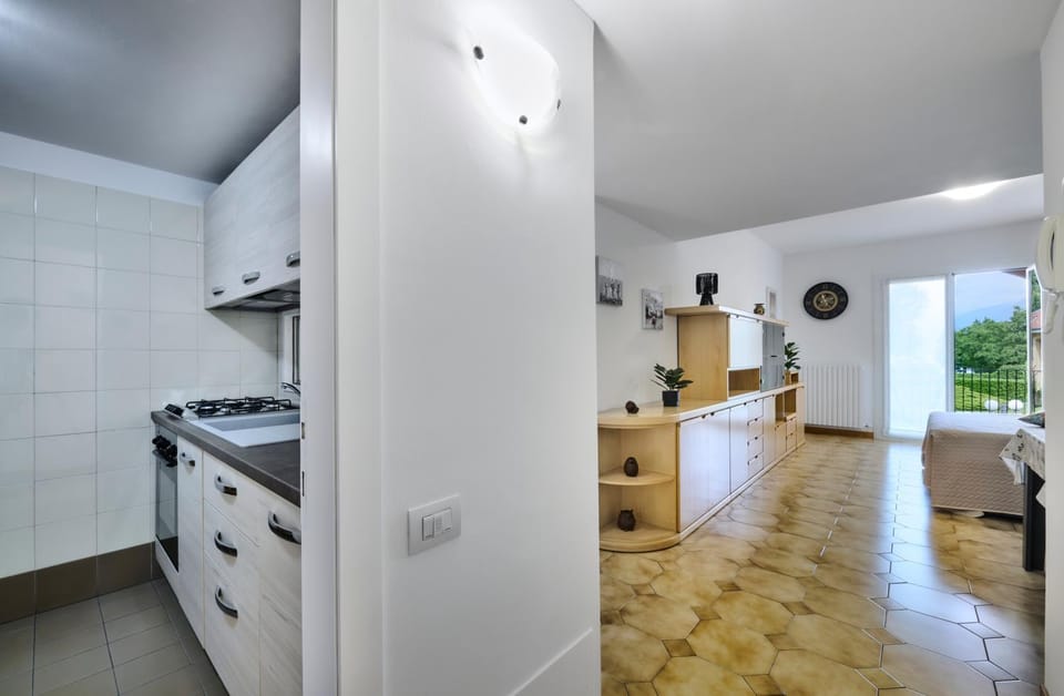 Kitchen or kitchenette, stove
