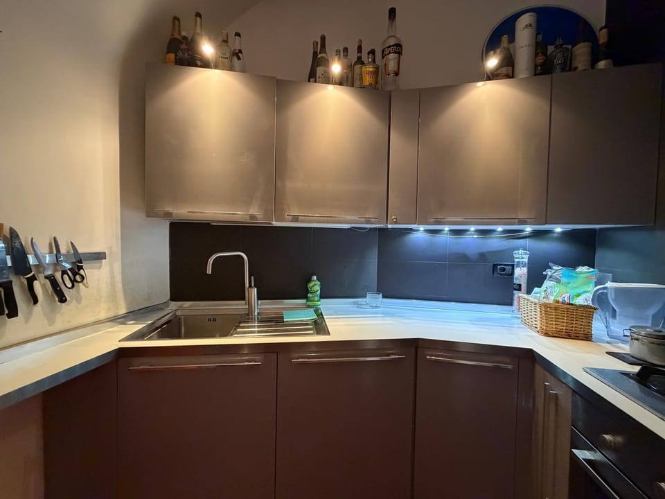 Kitchen or kitchenette, stove
