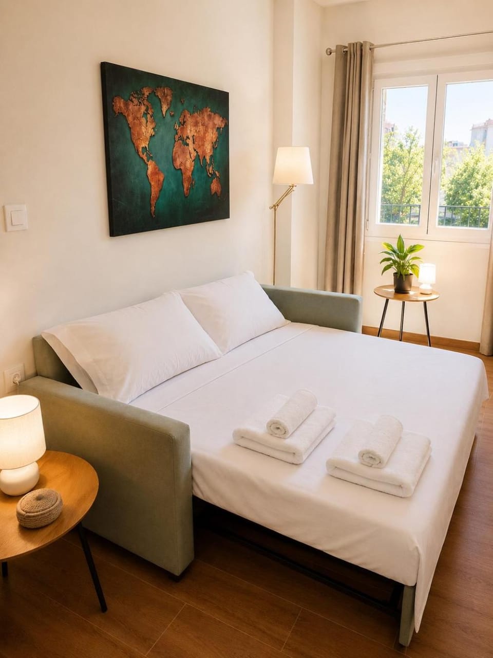 Bed, Living room, Seating area, towels